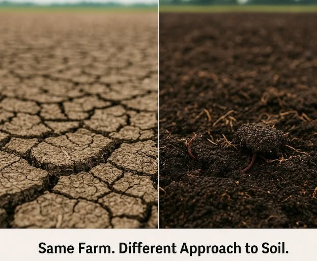 Comparison of cracked dry soil and healthy soil